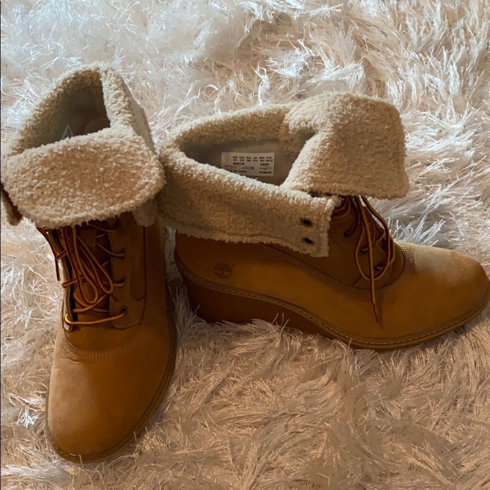 Tan Timberland Wedge Boots